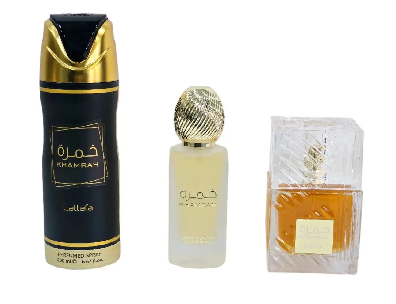 PERFUME KIT LATTAFA KHAMRAH UNISEX BLACK 3P