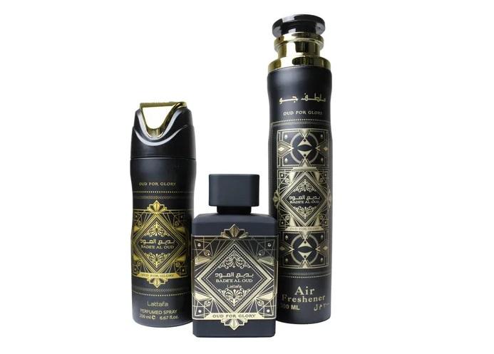 PERFUME KIT LATTAFA BADEE AL OUD GLORY BLACK 3P