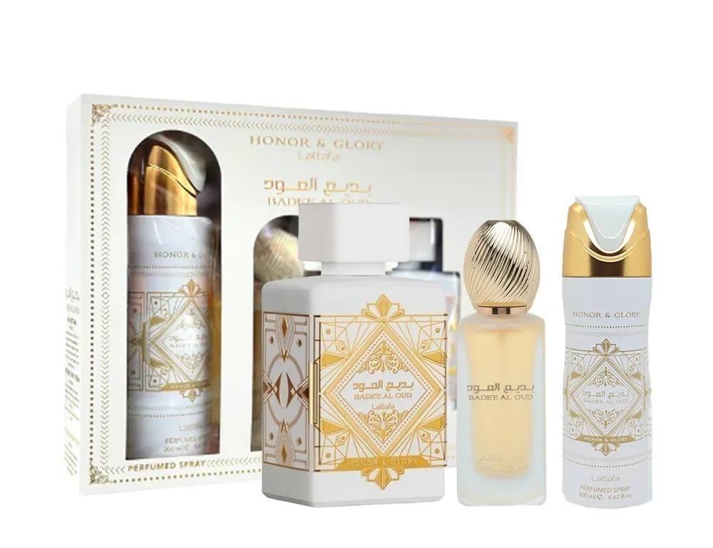 PERFUME KIT LATTAFA BADEE AL OUD HONOR BRANCA 3P